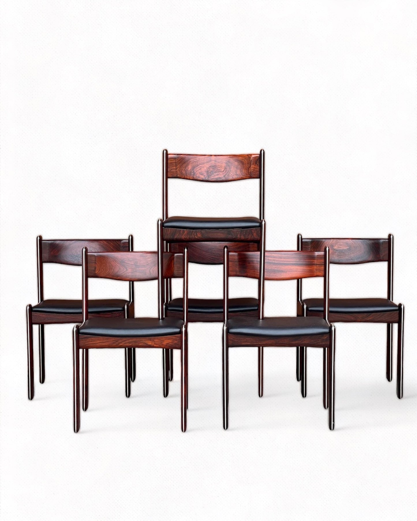 RARE SOLID BRAZILIAN ROSEWOOD SET of 6 DINING CHAIRS JOHANNES ANDERSEN for ULDUM MOBELFABRIK