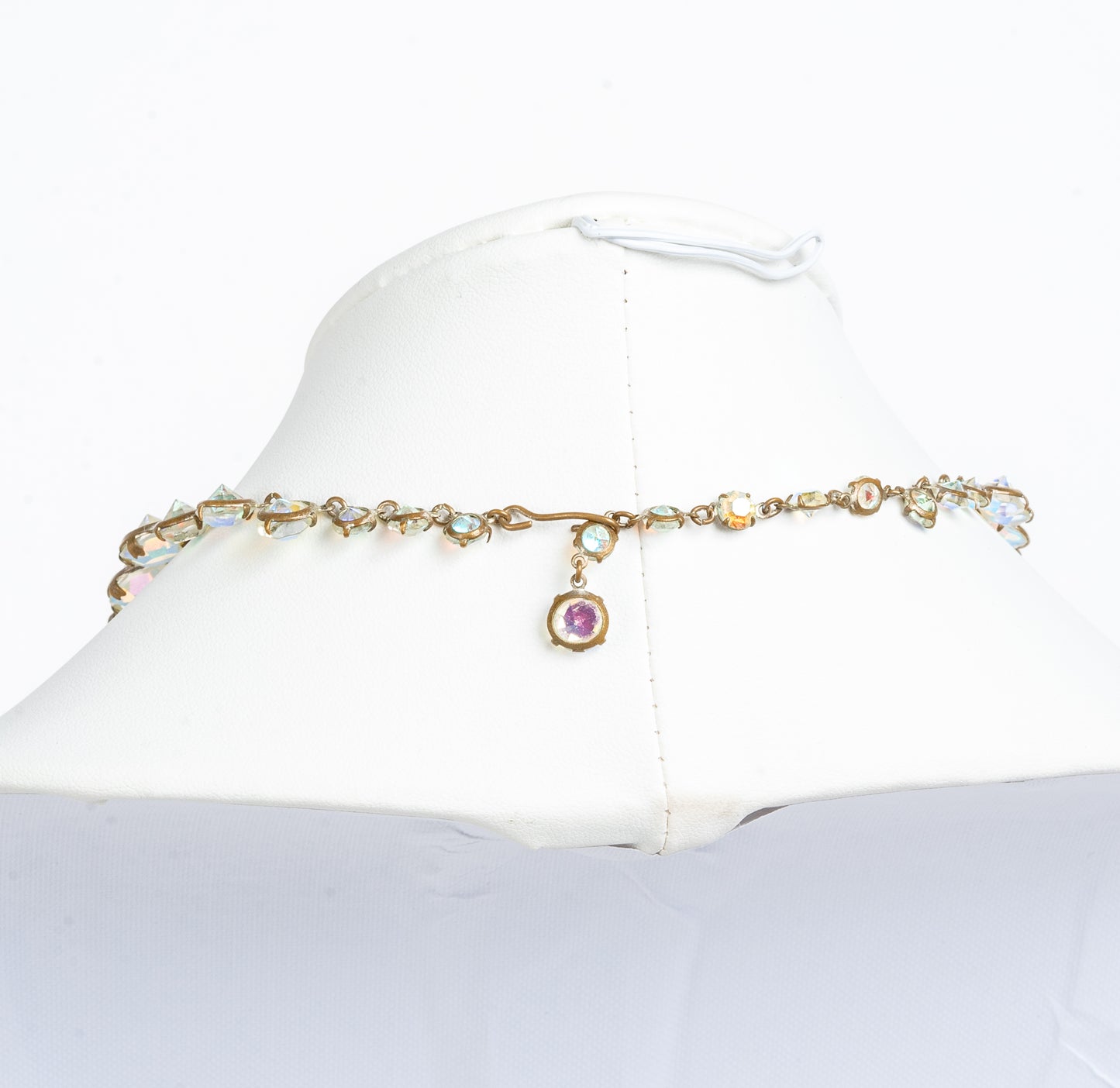 VINTAGE VERY SPARKLY GRADUATED OPEN BACK FESTIVE CZECH CRYSTAL AURORA BOREALIS RIVIERE CHOKER NECKLACE