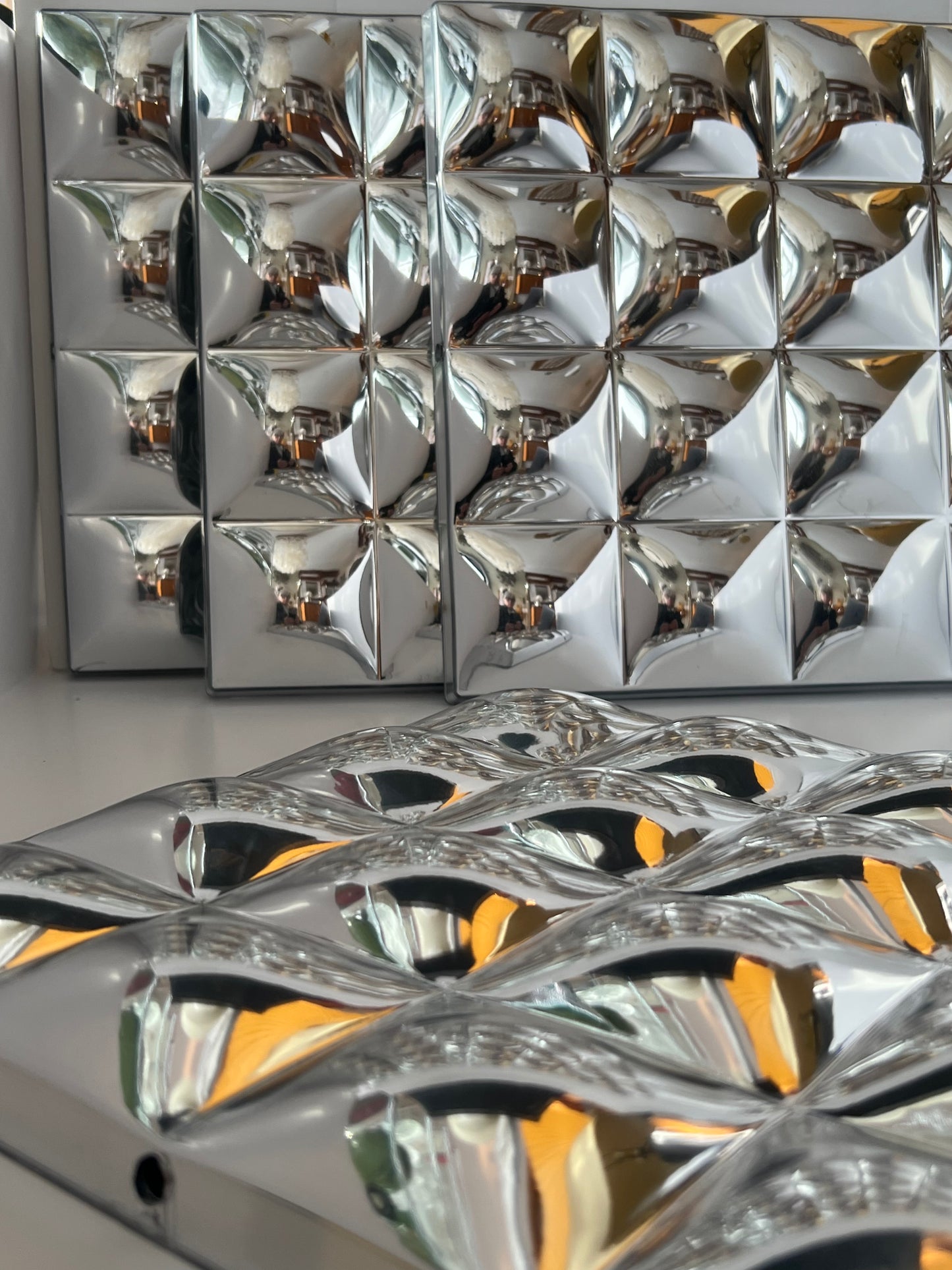 VINTAGE OP ART 1990s IKEA BLIMP KULLIG MIRRORED BUBBLE WALL PANELS SPACE AGE DESIGN 3 SEALED 4 OPEN