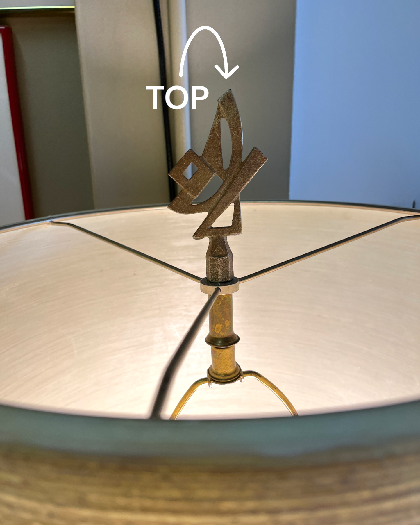 RARE MASSIVE LOTTE BOSTLUND CERAMIC LAMP- HEARTH/TABLE LIGHT- w/ ORIGINAL SPUN FIBREGLAS CONE SHADE