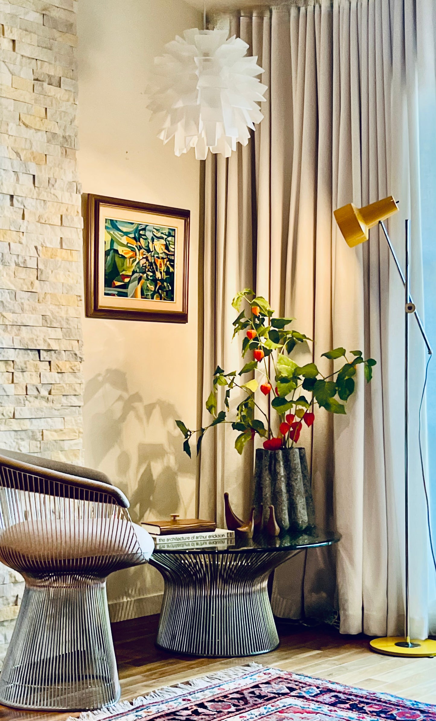 RARE ADJUSTABLE HEIGHT SCANDINAVIAN FLOOR/TABLE LAMP YELLOW & CHROME attributed LYSKAER, Denmark