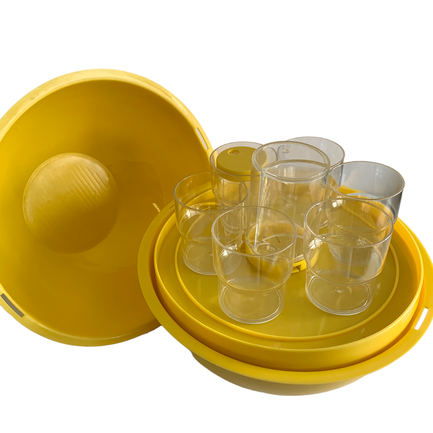 VINTAGE 1970s ITALIAN YELLOW 'Pic Boll' PICNIC SET by CARLO VIGNELLI for GUZZINI