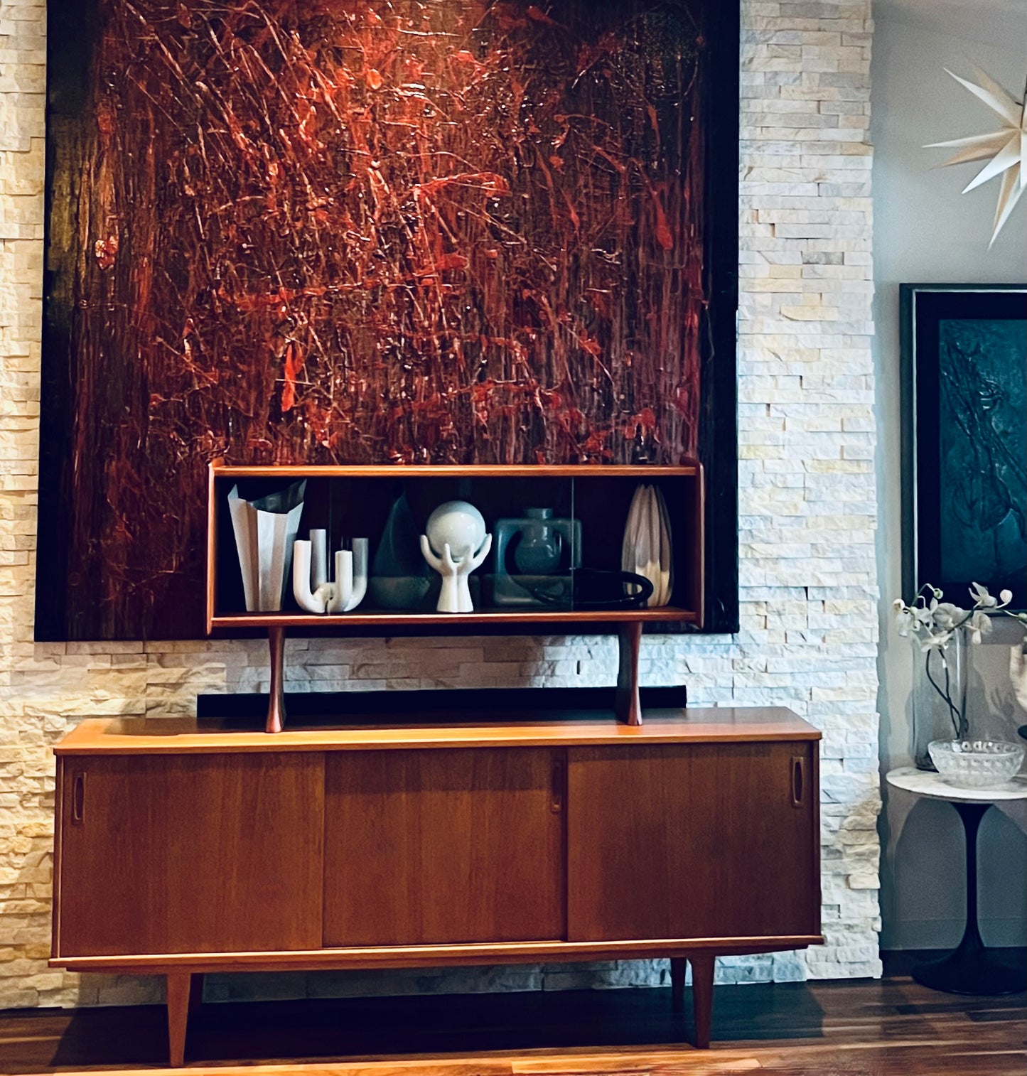 TEAK DYRLUND CREDENZA BUFFET SERVER MID CENTURY MEDIA UNIT PROFESSIONALLY REFINISHED