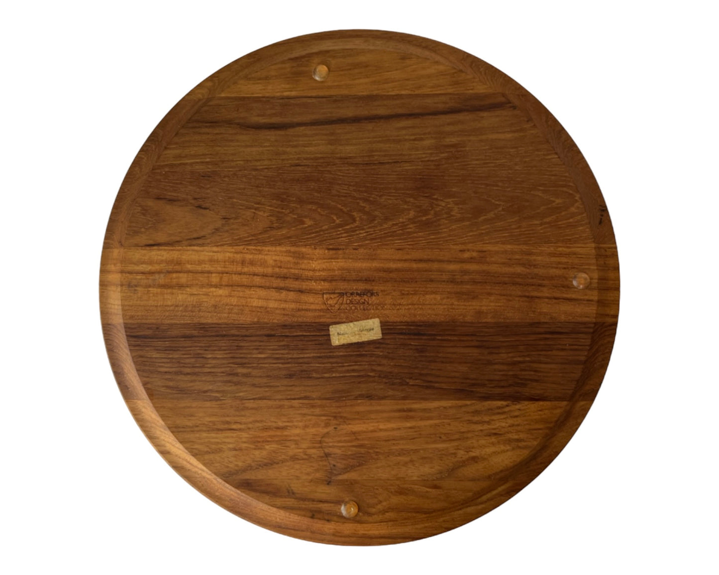 VINTAGE ORREFORS SWEDEN TEAK ROUND TRAY WITH REMOVEABLE CHEESE PLATE SERVERWARE TABLEWARE