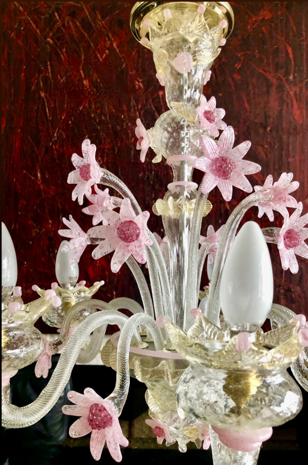 1920s MURANO, VENETIAN HAND BLOWN GLASS CHANDELIER