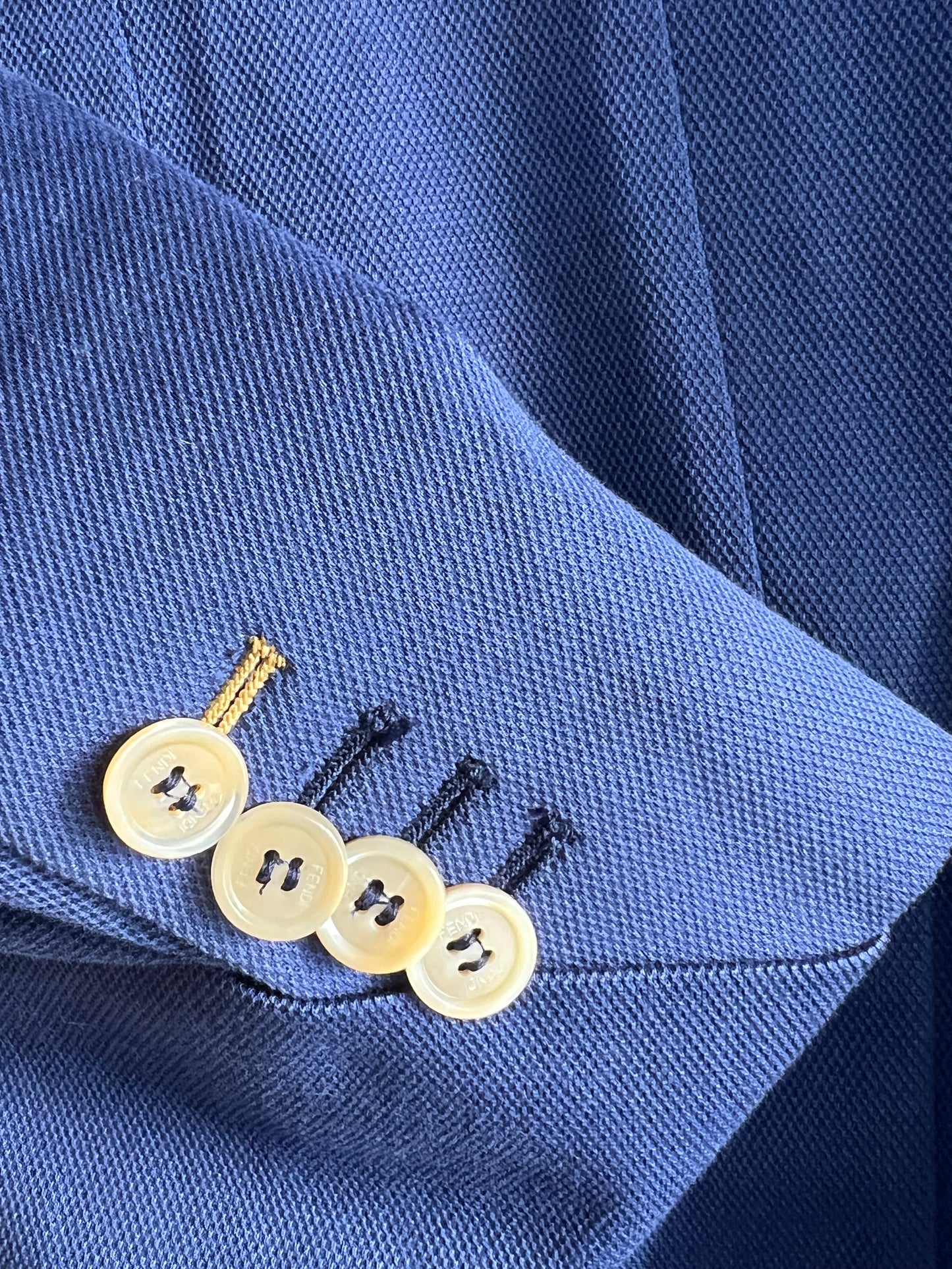BLUE FENDI GIACCA PIQUET BLAZER JACKET w/ ORIGINAL TAGS & HANDSTITCHED DETAILS