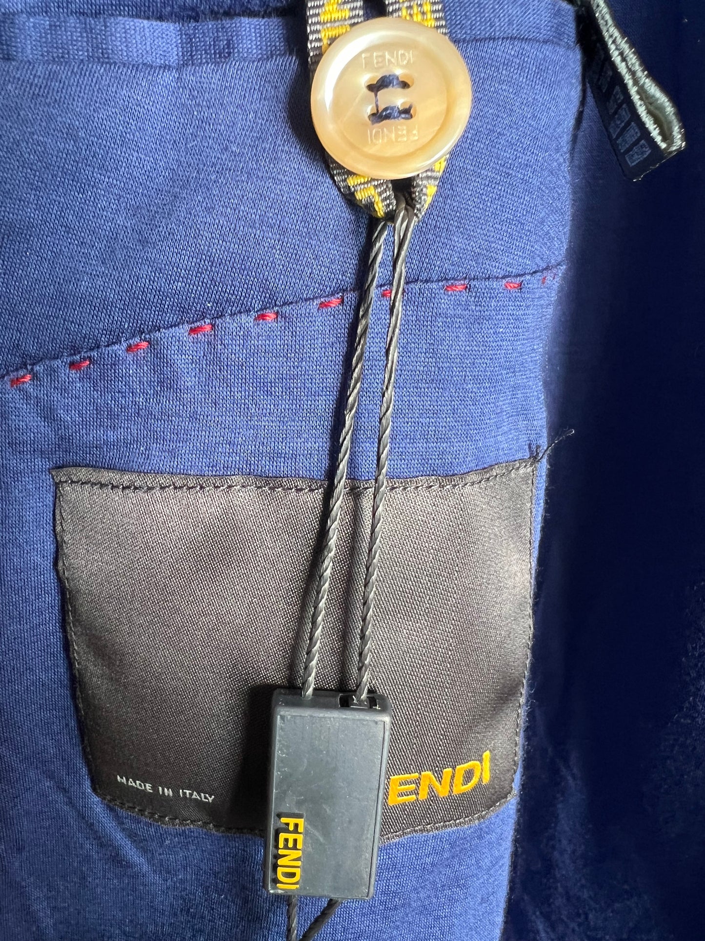 BLUE FENDI GIACCA PIQUET BLAZER JACKET w/ ORIGINAL TAGS & HANDSTITCHED DETAILS