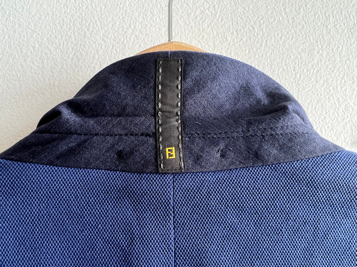 BLUE FENDI GIACCA PIQUET BLAZER JACKET w/ ORIGINAL TAGS & HANDSTITCHED DETAILS