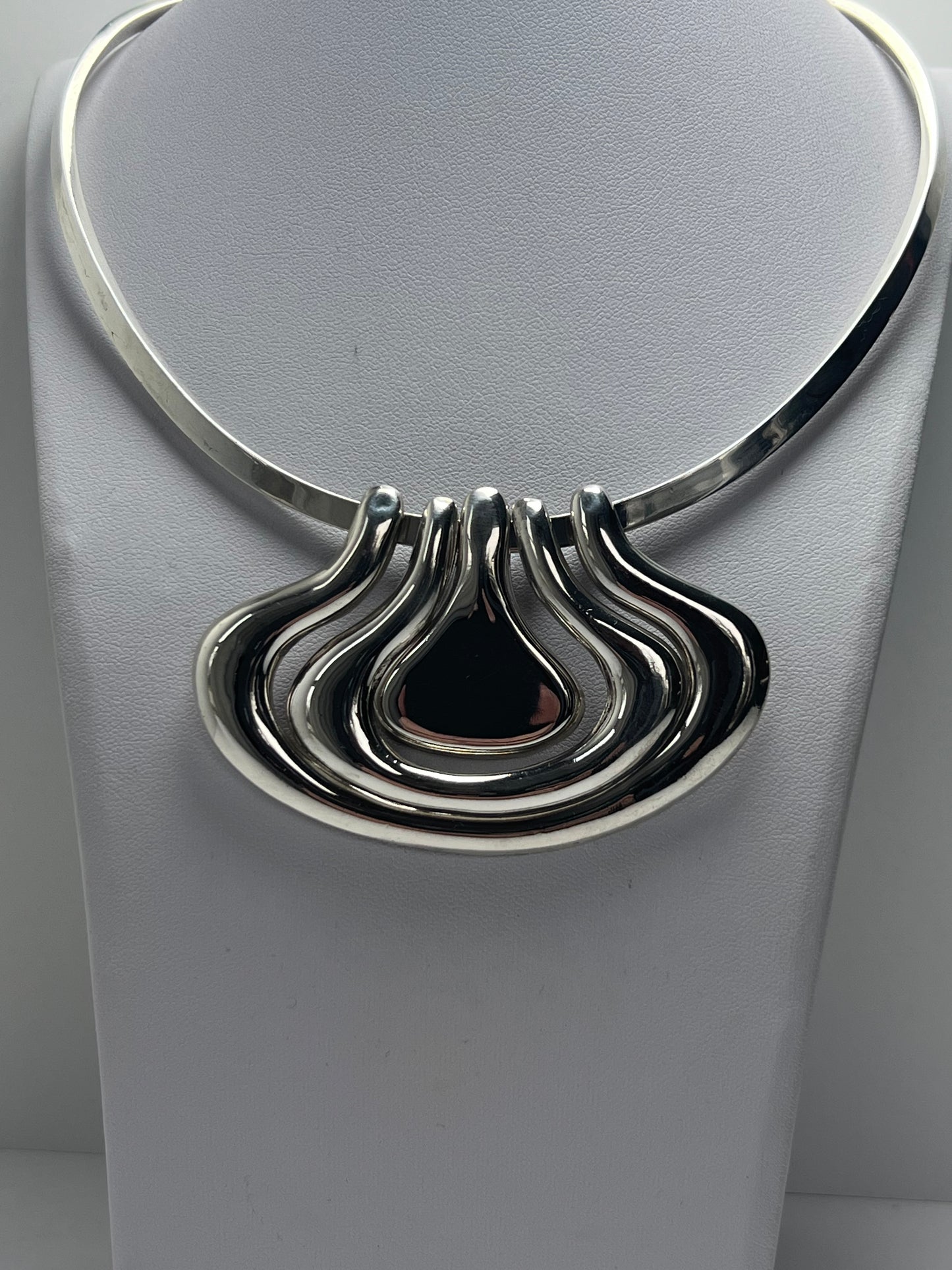 STERLING SILVER LARGE MODERNIST GRAPHIC MODULAR MULTI LOOK PENDANT