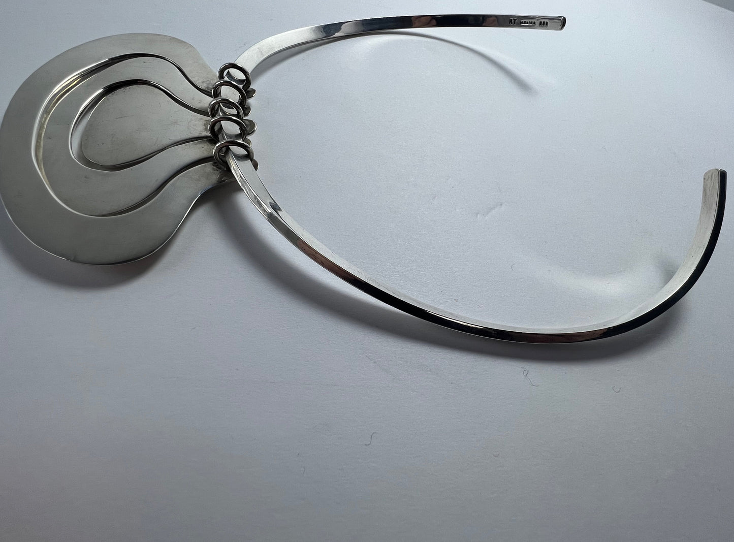 STERLING SILVER LARGE MODERNIST GRAPHIC MODULAR MULTI LOOK PENDANT