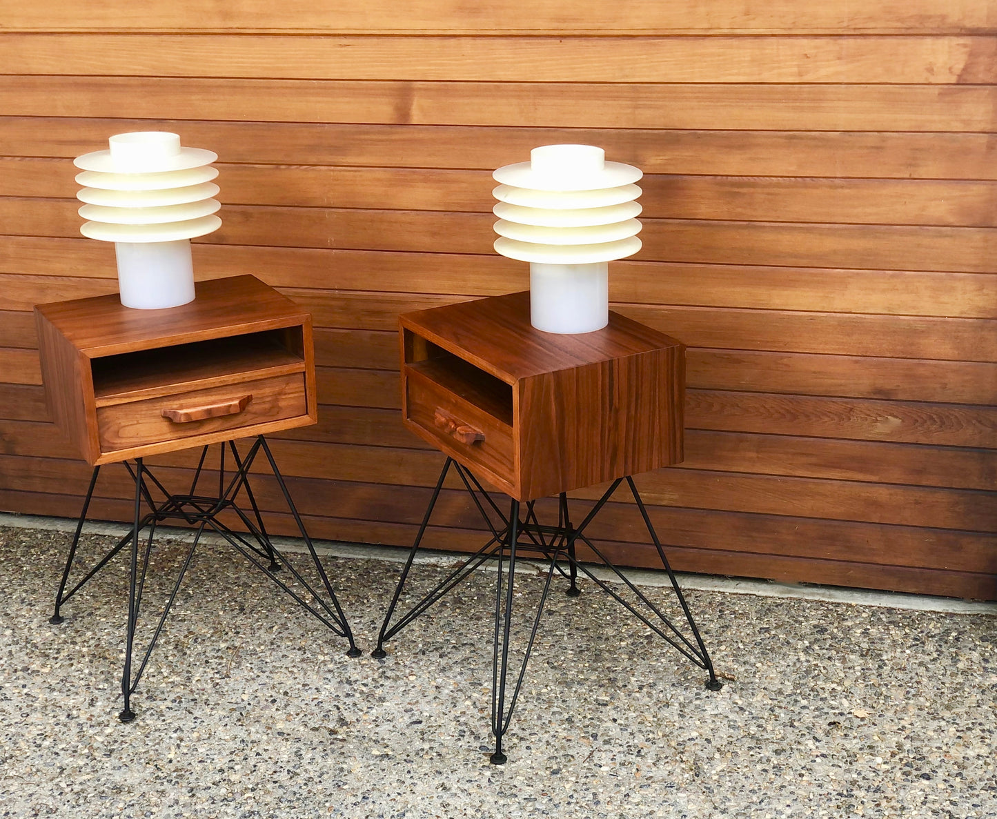 RARE PAIR 'SCANLIGHT by MARKARYD ' ATOMIC RING ACRYLIC SWEDISH TABLE LAMPS