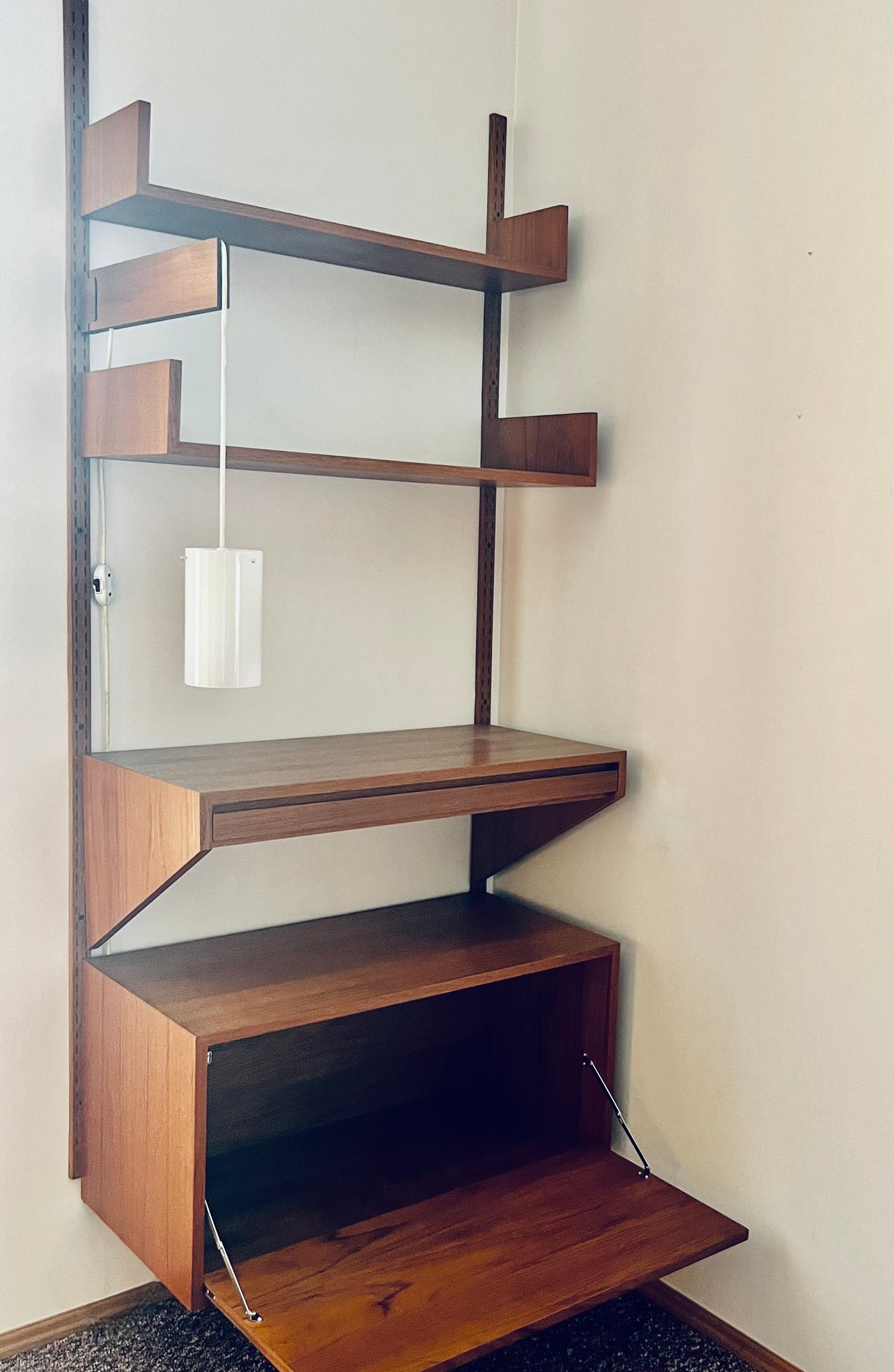 REFF MODULAR TEAK WALL SYSTEM SINGLE BAY WITH STORAGE and SHELVING