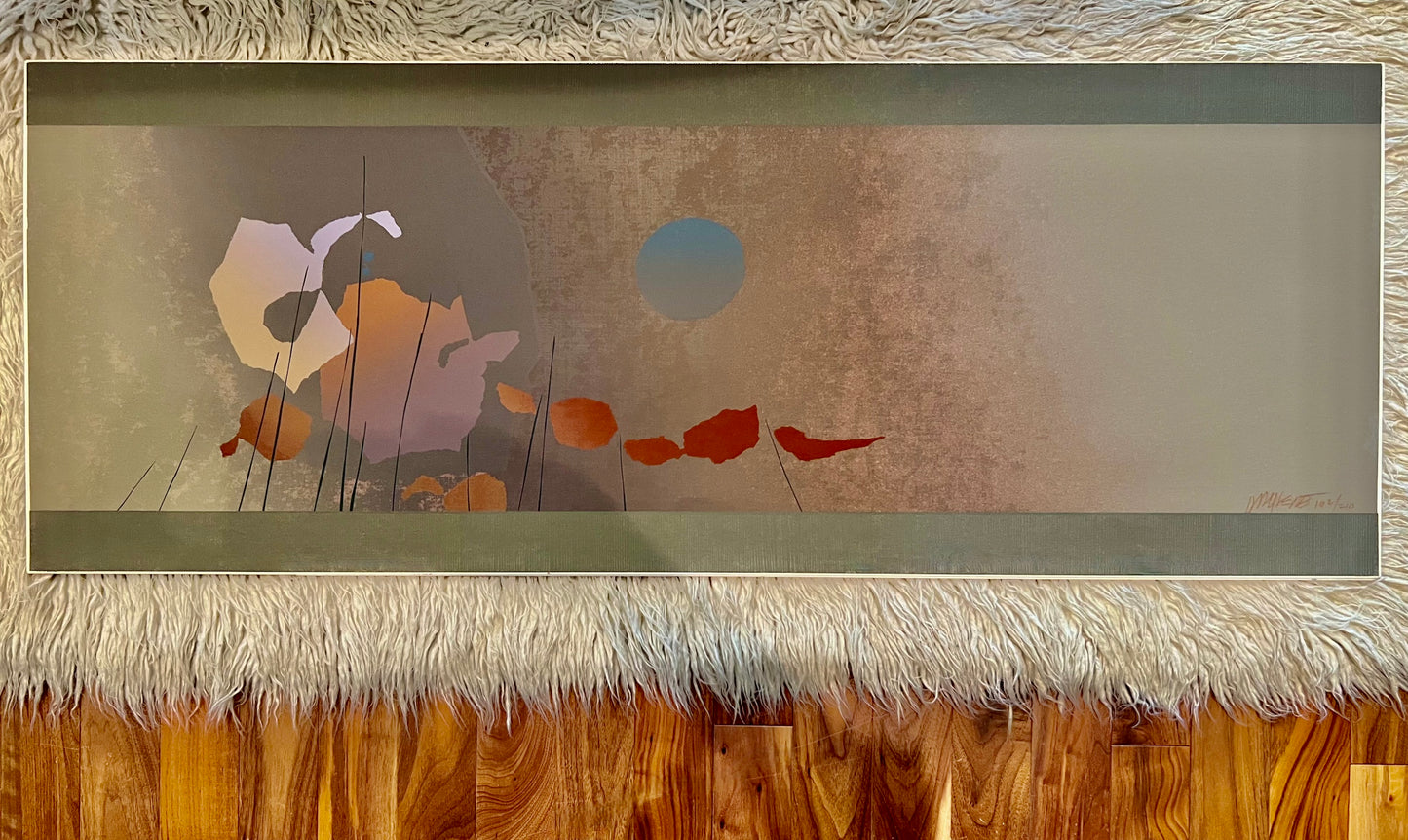 ARTIST MAX HAYSLETTE GORGEOUS ORGANIC ABSTRACT NUMBERED SERIGRAPH RARE LANDSCAPE PRESENTATION BEAUTIFULLY FRAMED IN CLEAN BRONZE TONE FRAME