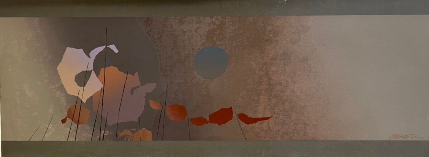 ARTIST MAX HAYSLETTE GORGEOUS ORGANIC ABSTRACT NUMBERED SERIGRAPH RARE LANDSCAPE PRESENTATION BEAUTIFULLY FRAMED IN CLEAN BRONZE TONE FRAME