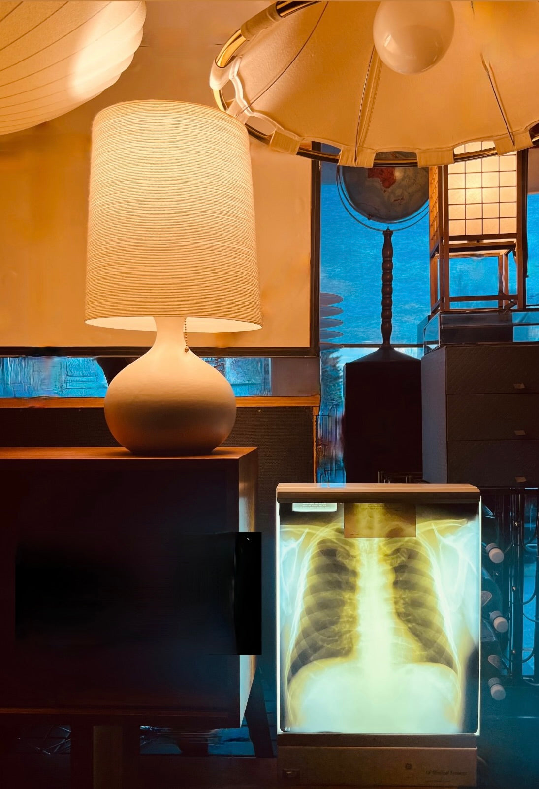 VINTAGE CHEST X-RAY and HOSPITAL LIGHT BOX