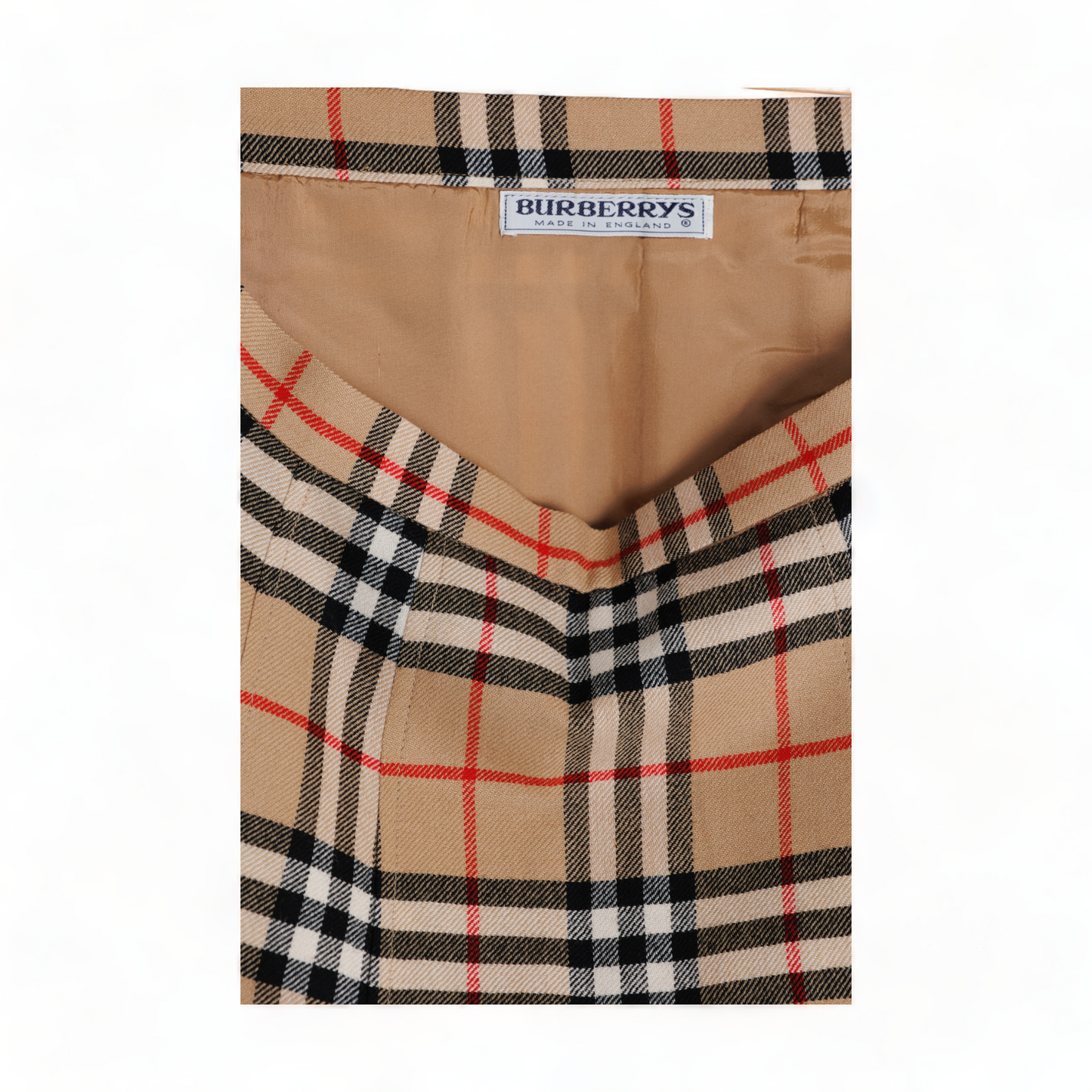 VINTAGE BURBERRY WOOL NOVA CHECK PLAID PLEATED A-LINE LONG MIDI SKIRT