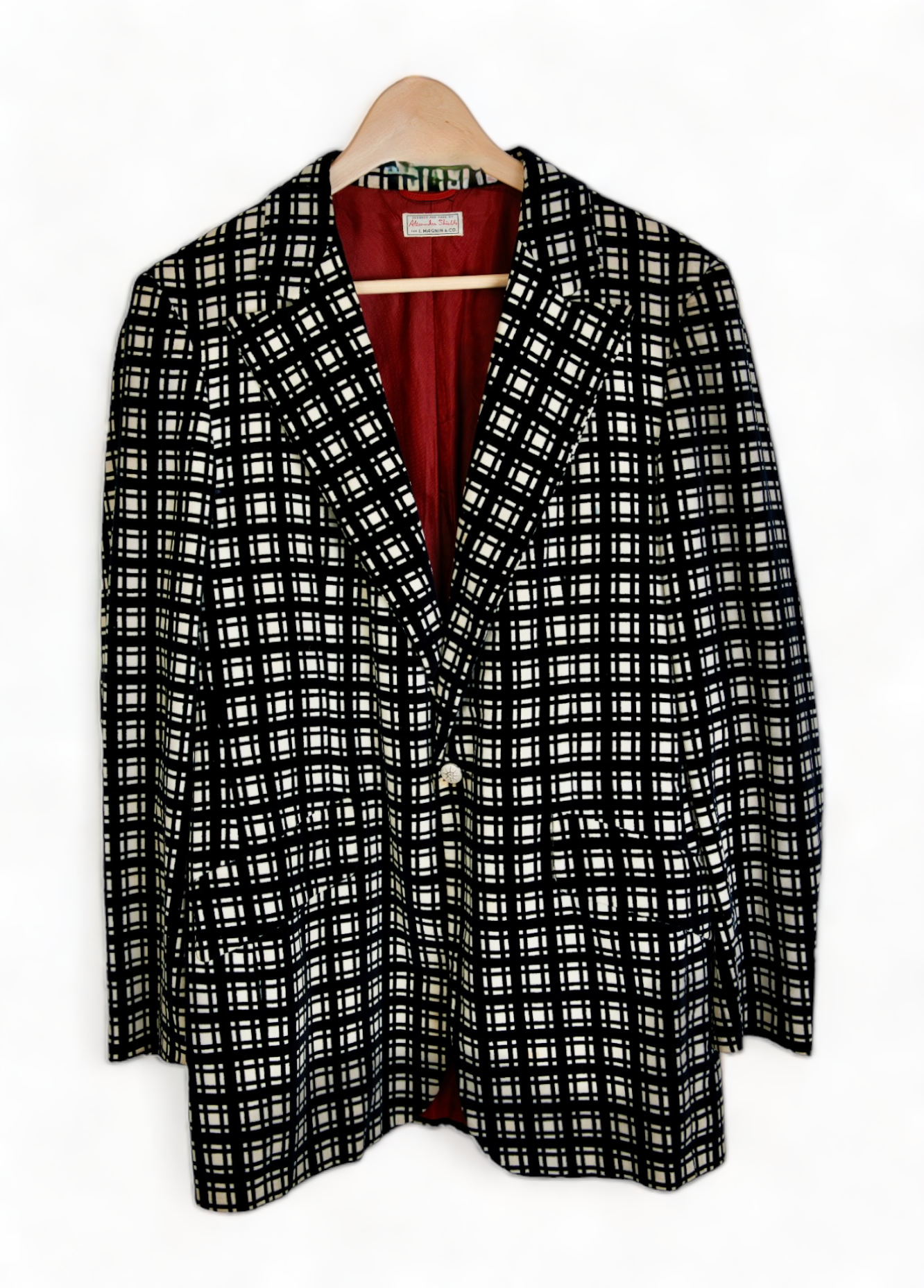 BLACK & WHITE ALEXANDER SHIELD COTTON VELVET SUIT JACKET EVENING SMOKING JACKET