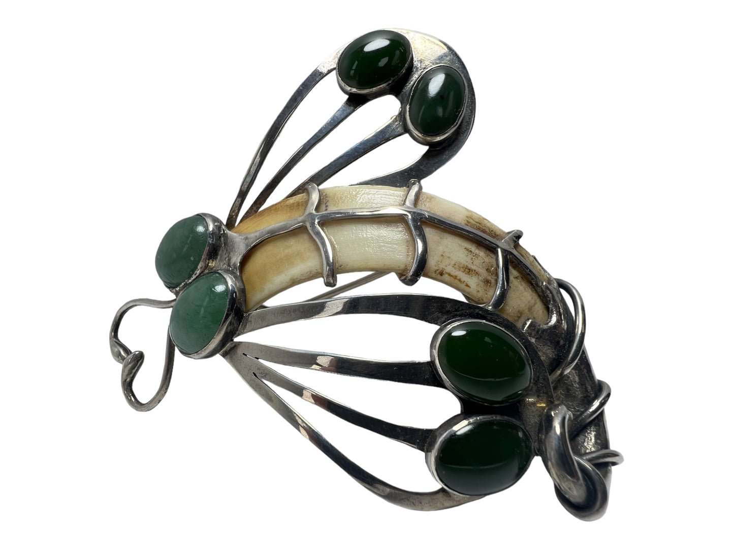 BIG MODERNIST STUDIO SIGNED ART BROOCH STERLING SILVER ART NOUVEAU STYLE PIN
