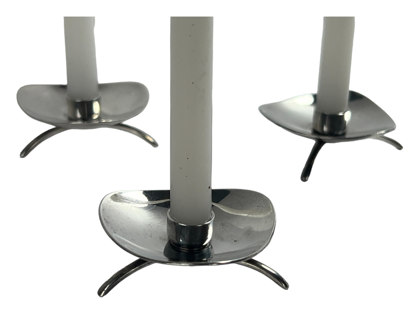COHR ALTA VINTAGE DANISH MODERN DESIGN SILVER-PLATED CANDLESTICK HOLDERS - SET OF 3