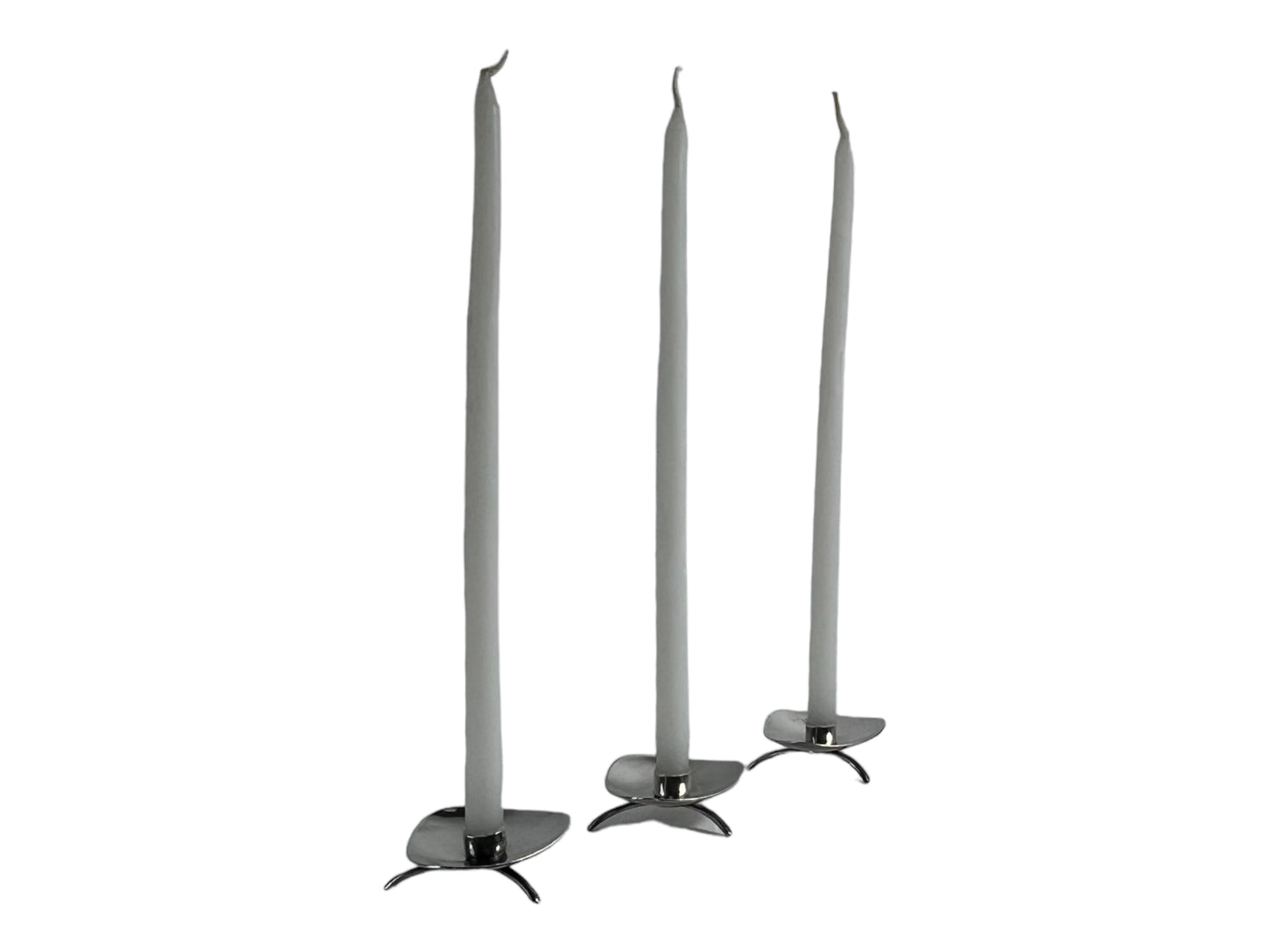COHR ALTA VINTAGE DANISH MODERN DESIGN SILVER-PLATED CANDLESTICK HOLDERS - SET OF 3