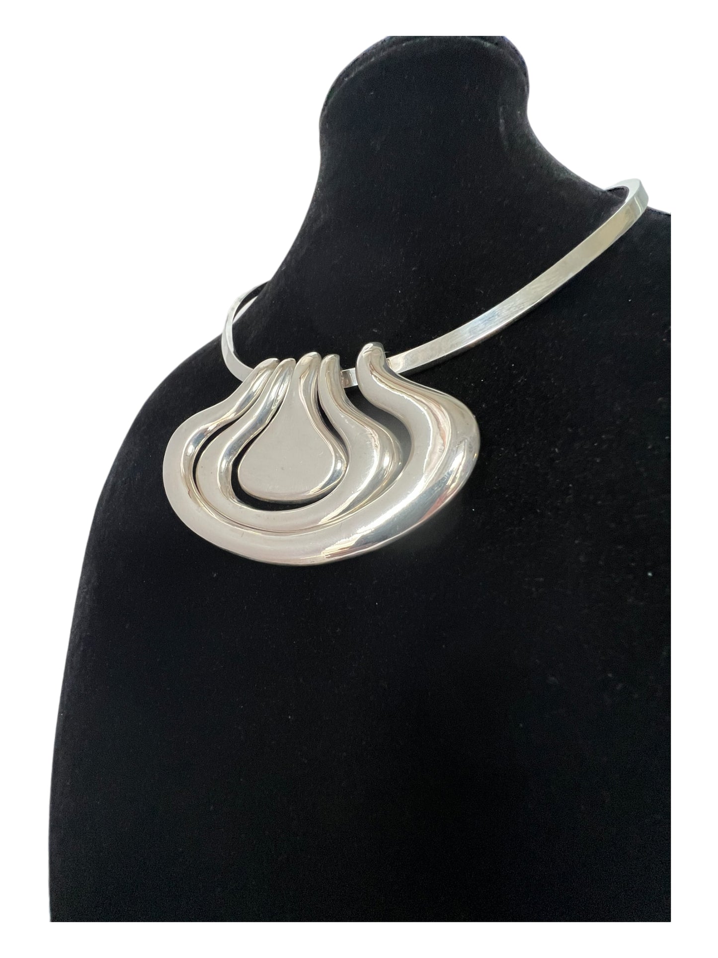 STERLING SILVER LARGE MODERNIST GRAPHIC MODULAR MULTI LOOK PENDANT