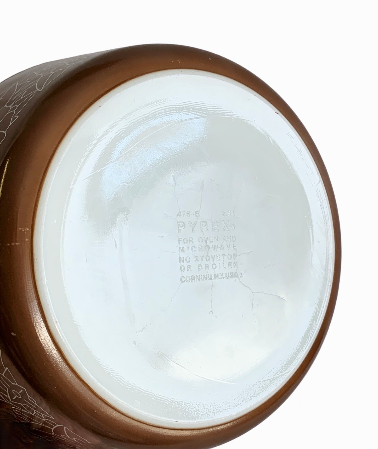 WOODLAND BROWN PATTERN PYREX HEATPROOF CASSEROLE DISH w/ LID