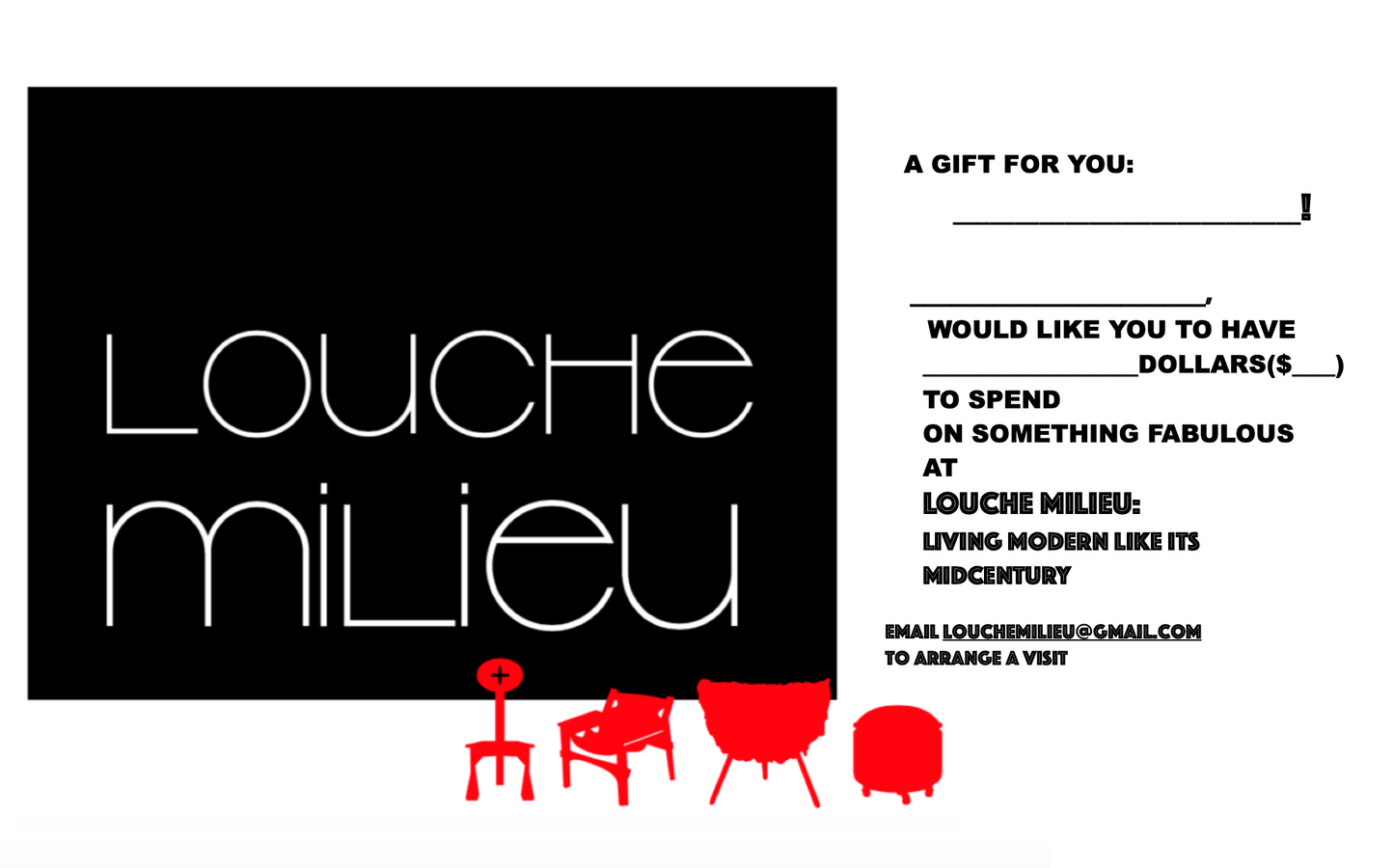 PURCHASE A LOUCHE MILIEU GIFT CARD FOR THE VINTAGE ENTHUSIAST IN YOUR LIFE