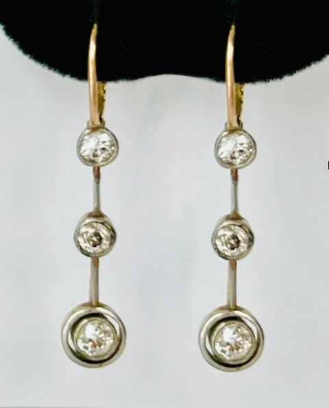 ESTATE 14CT GOLD & DIAMOND EARRINGS w/EURO BACKS SOLD w/ APPRAISAL