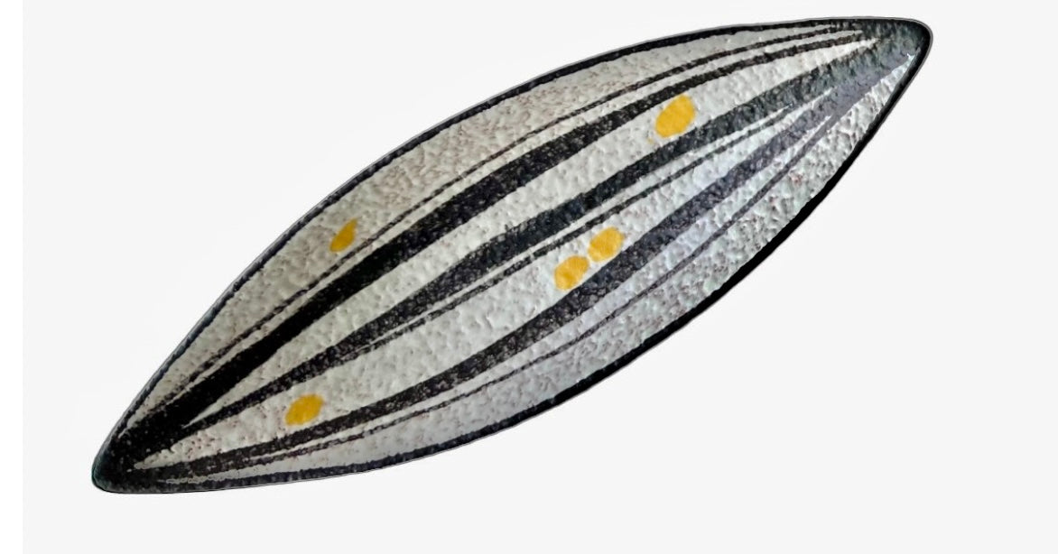 MCM VINTAGE RUSCHA KERAMIK CIGAR SHAPED DISH in DOMINO DECOR WEST GERMAN POTTERY FORM #718/1