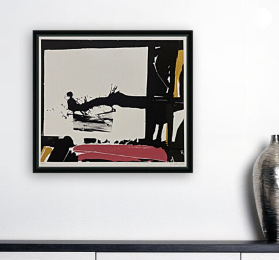 LARGE SIGNED by ARTIST JOHN HULTBERG FRAMED SILKSCREEN ABSTRACT EXPRESSIONIST 1977
