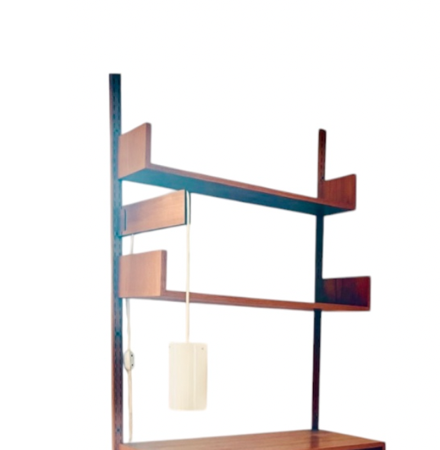 MID CENTURY MODERN CANADIAN DESIGN SINGLE BAY REFF MODULAR TEAK WALL SYSTEM w/ STORAGE. DISPLAY and SHELVING
