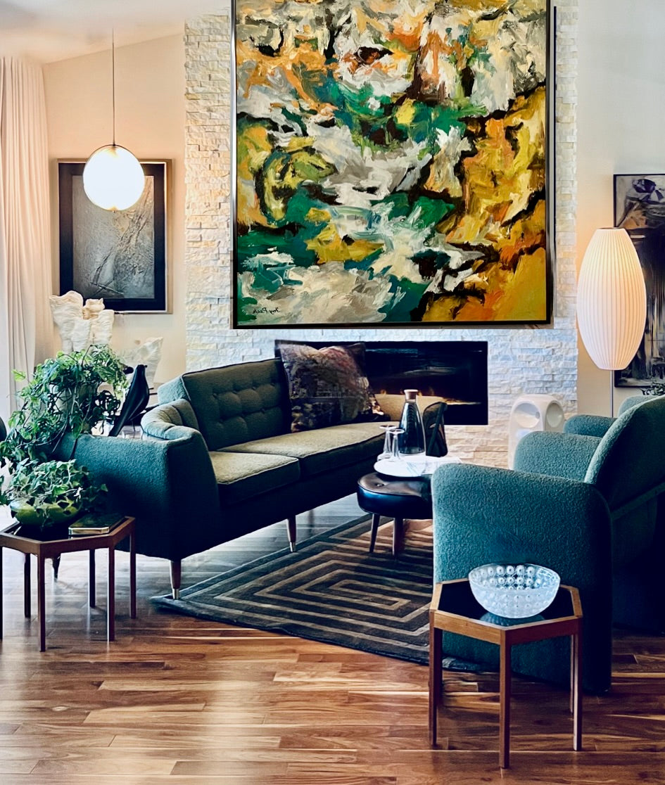 PROFESSIONALLY REUPHOLSTERED COUCH 1940s-1950s MID CENTURY UNIQUE BUILT-IN BARTOP OR LAMP TABLE SOFA