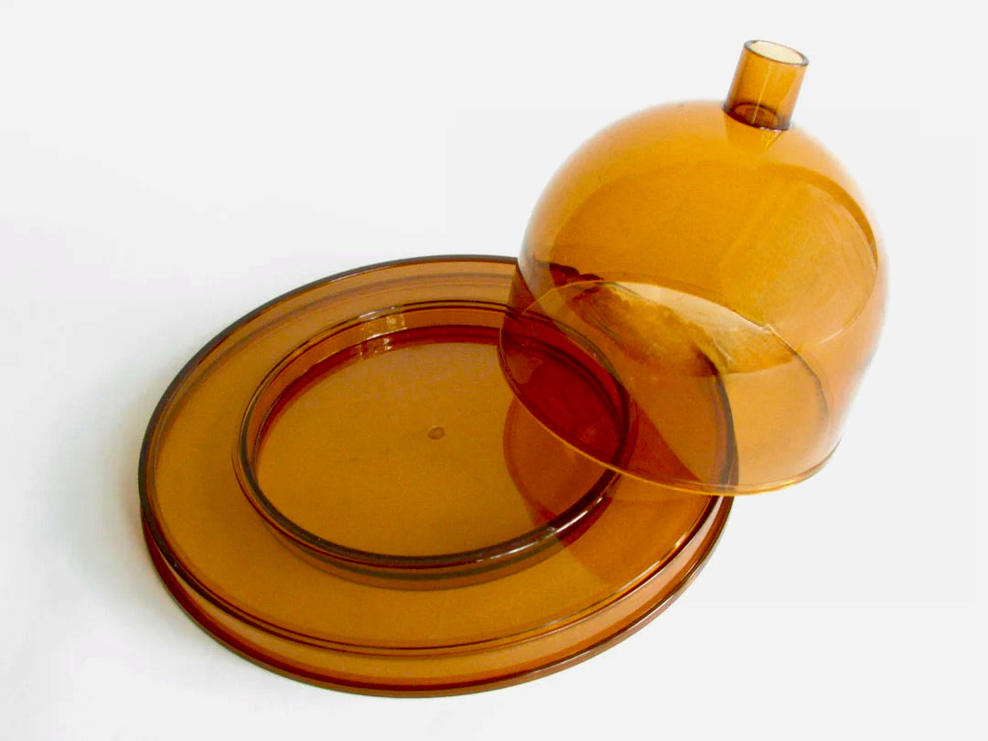 DANSK ACRYLIC DOME & PLATTER COVERED BUTTER / CHEESE DISH DESIGNED BY GUNNAR CYREN 1970s