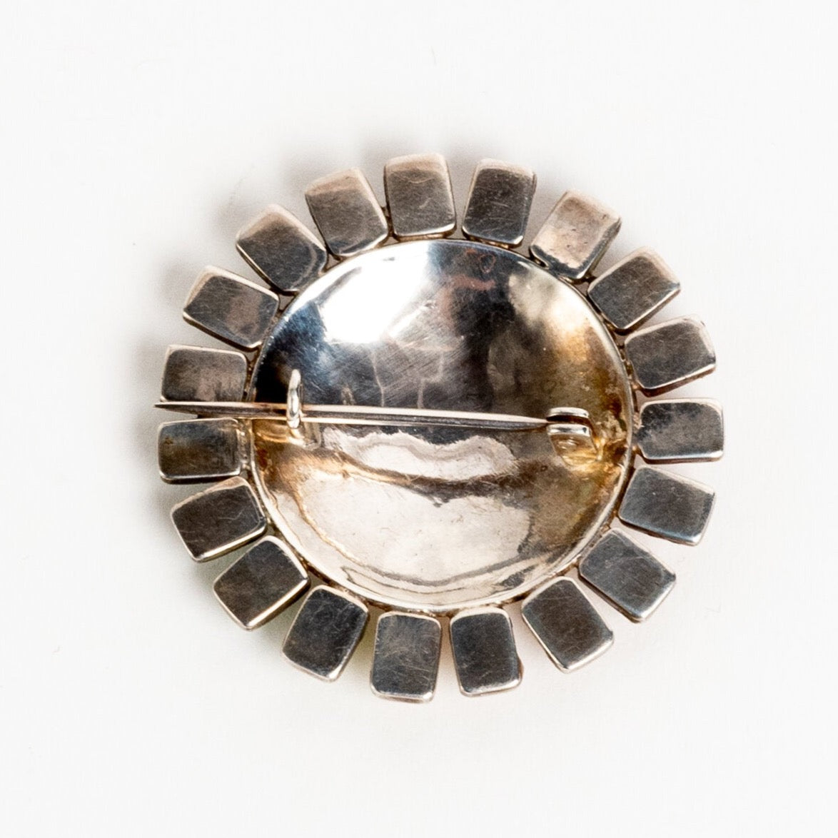 BEAUTIFULLY MADE SILVER & ENAMEL ARTISAN STUDIO FLOWER/ SUN PIN | OMBRE RAINBOW BROOCH