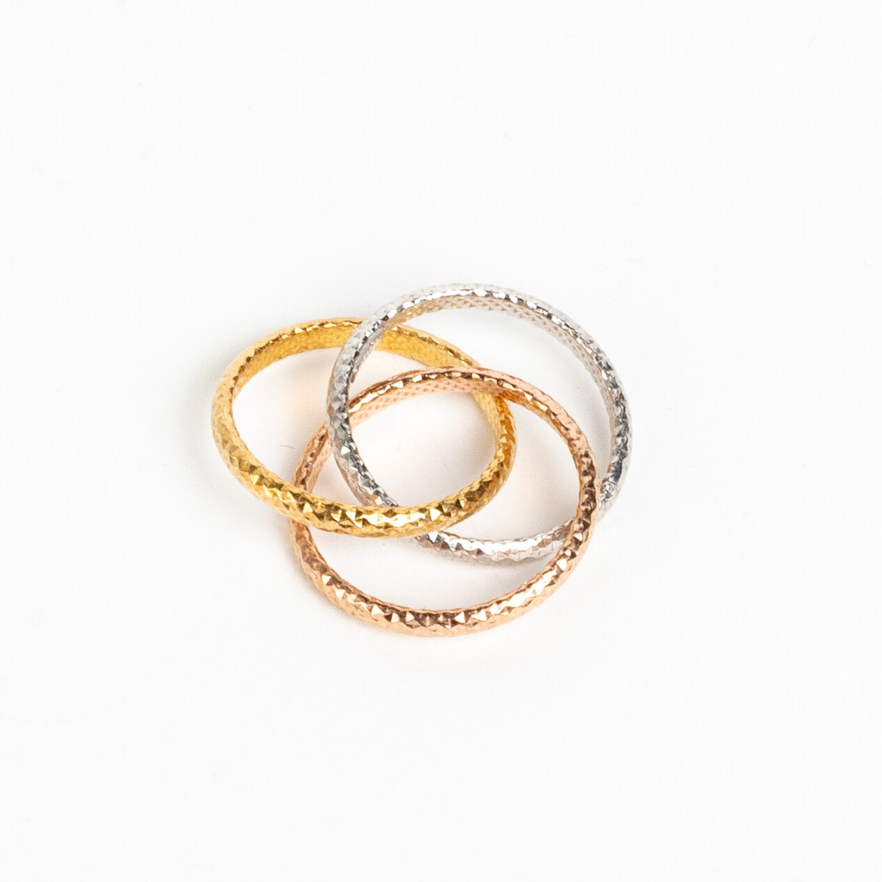 ITALIAN STERLING SILVER & VERMEIL OVER STERLING 3 TONE PUZZLE STYLE RING , SIZE 9-9.25 9-9.25