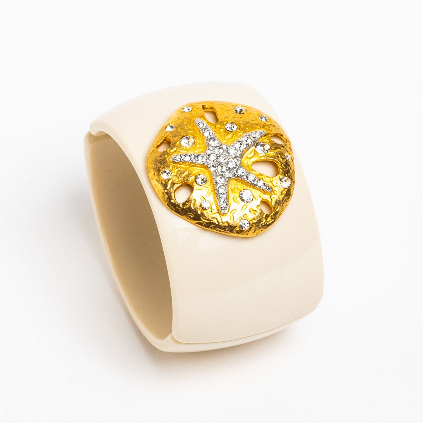 KENNETH LANE GLAM CLAMPER BRACELET STARFISH SANDMDOLLAR THEME CRUISE WEAR