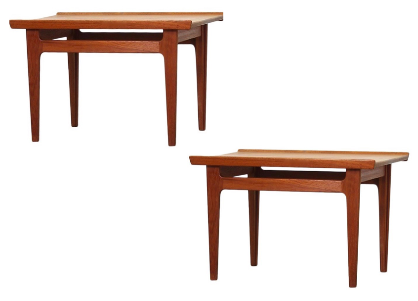 RARE SET OF 2 FINN JUHL for FRANCE & SONS 'DIPLOMAT' SERIES PAIR TEAK SIDE TABLES