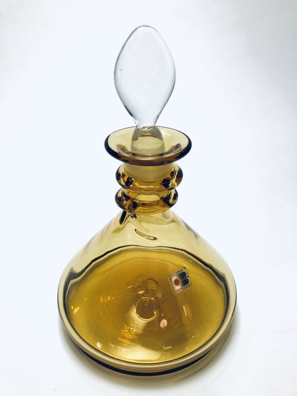BLENKO AMBER BLOWN GLASS DECANTER w/ STOPPER
