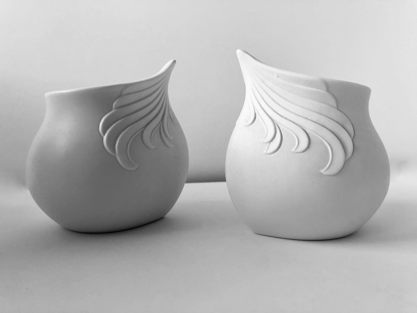 WHITE MATTE PORCELAIN VASE KAISER GERMANY CANDLE HOLDER SET