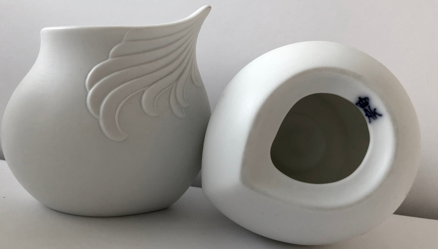 WHITE MATTE PORCELAIN VASE KAISER GERMANY CANDLE HOLDER SET
