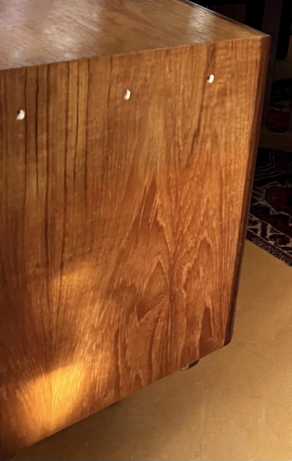GORGEOUS 9 DRAWER TEAK DRESSER w/ CARVED PEGGED LEGS