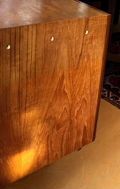 GORGEOUS 9 DRAWER TEAK DRESSER w/ CARVED PEGGED LEGS