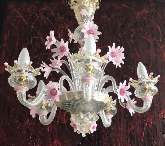 1920s MURANO, VENETIAN HAND BLOWN GLASS CHANDELIER