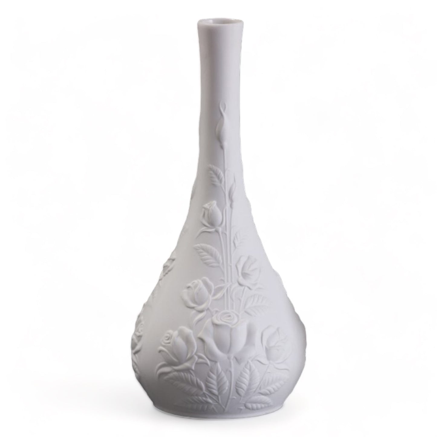 AK KAISER GERMANY MATTE BISQUE PORCELAIN CERAMIC VASE- ART NOUVEAU ROSE MOTIF