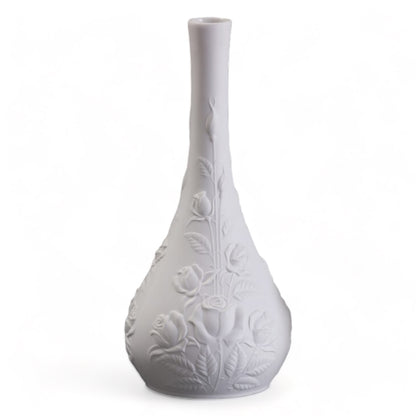 AK KAISER GERMANY MATTE BISQUE PORCELAIN CERAMIC VASE- ART NOUVEAU ROSE MOTIF