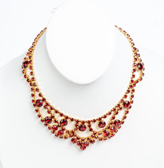 RICH SIAM RED STYLE  RHINESTONE BIB NECKLACE