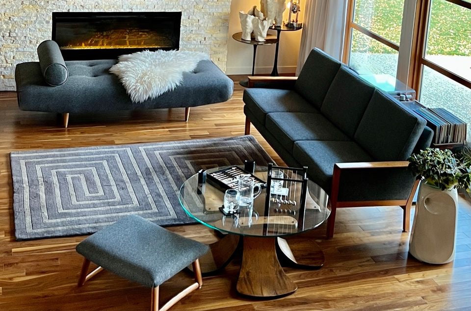 TUFTED CHAISE LOUNGE TUFTED SOFA DAYBED PROFESSIONALLY REUPHOLSTERED in MAHARAM WOOL