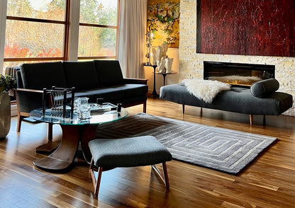 TUFTED CHAISE LOUNGE TUFTED SOFA DAYBED PROFESSIONALLY REUPHOLSTERED in MAHARAM WOOL