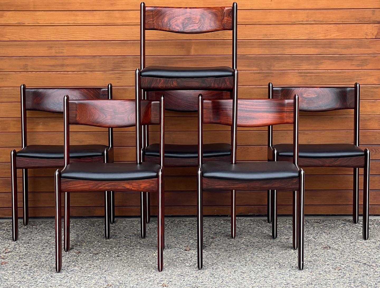 RARE SOLID BRAZILIAN ROSEWOOD SET of 6 DINING CHAIRS JOHANNES ANDERSEN for ULDUM MOBELFABRIK