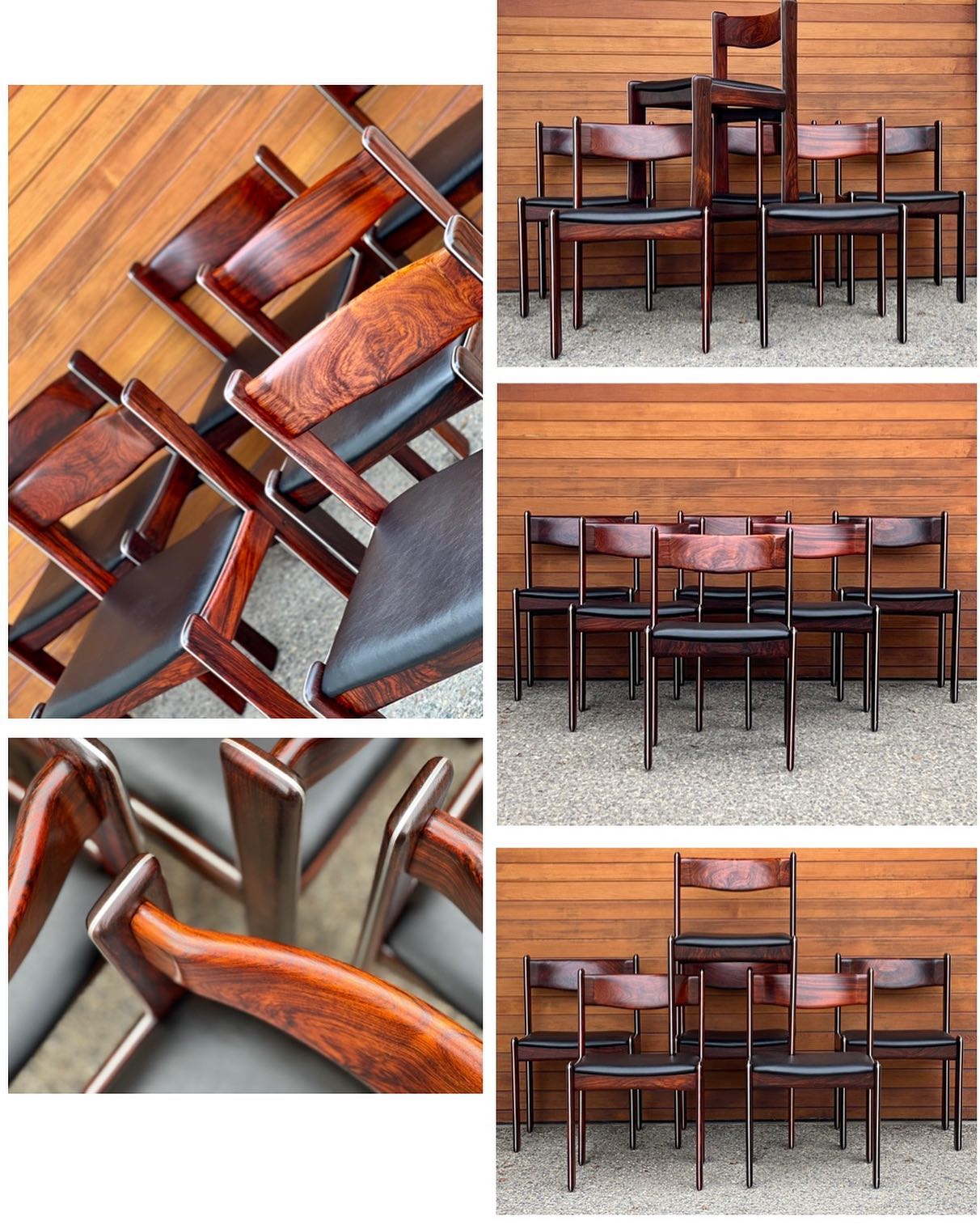 RARE SOLID BRAZILIAN ROSEWOOD SET of 6 DINING CHAIRS JOHANNES ANDERSEN for ULDUM MOBELFABRIK